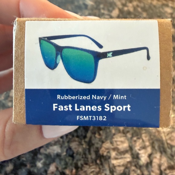 NWT Knockaround Fast Lanes Sport Rubberized Unisex Sunglasses in Navy/Mint - Picture 8 of 12